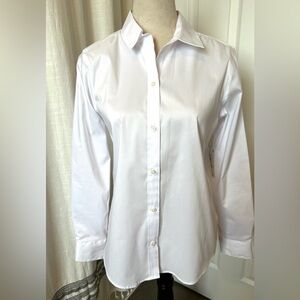 Liz Claiborne white collar button up blouse top shirt long sleeve size small nwt